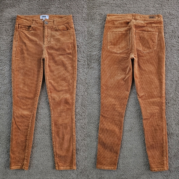 Paige x Anthropologie Hoxton Ankle Copper Corduroy Skinny Jeans - Picture 1 of 7